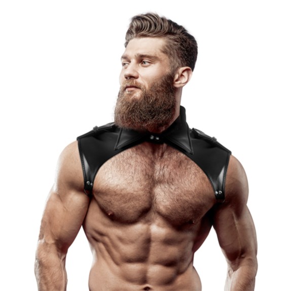 HARNESS SEXY DA UOMO CON COLLETTO E CINGHIE REGOLABILI PELLE VEGANA