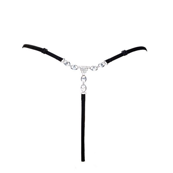 STRING SEXY PER DONNA NERO REGOLABILE CON GIOIELLO AURORA FOLY