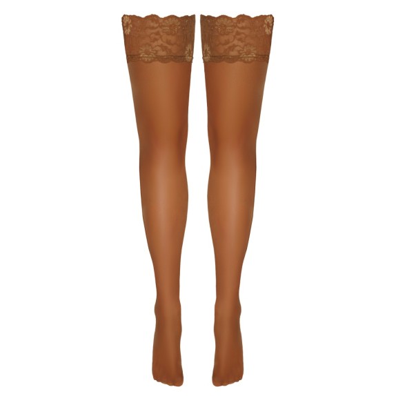 AUTOREGGENTE VELATA MARRONE CHIARO SEXY PER DONNA CON BALZA IN PIZZO COTTELLI