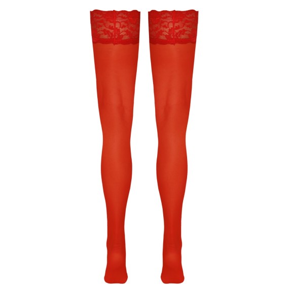 AUTOREGGENTE VELATA ROSSA SEXY PER DONNA CON BALZA IN PIZZO COTTELLI