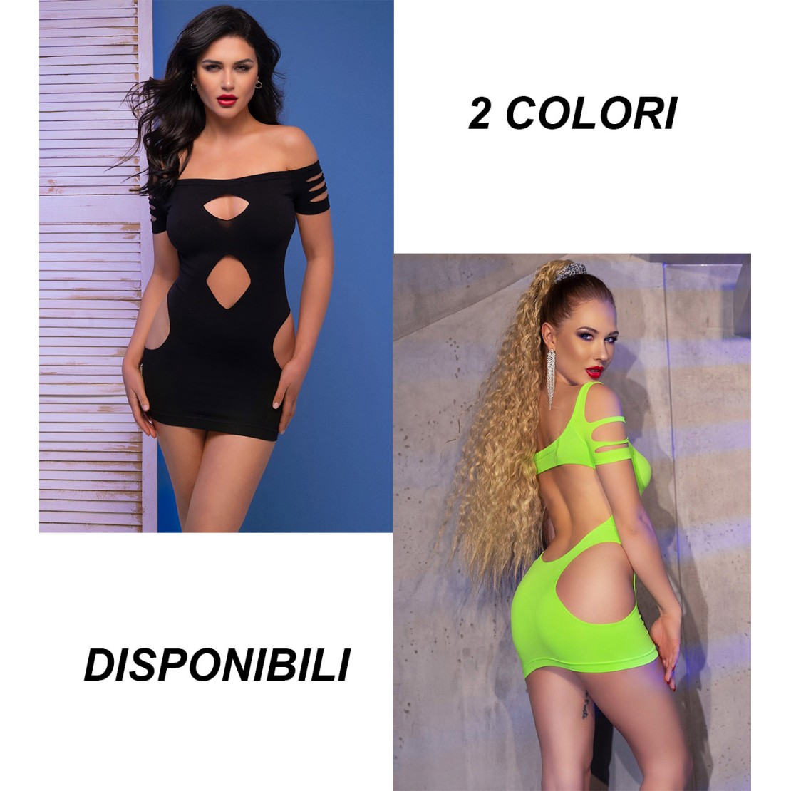 MNI ABITO SEXY PER DONNA VERDE FLUO CON...