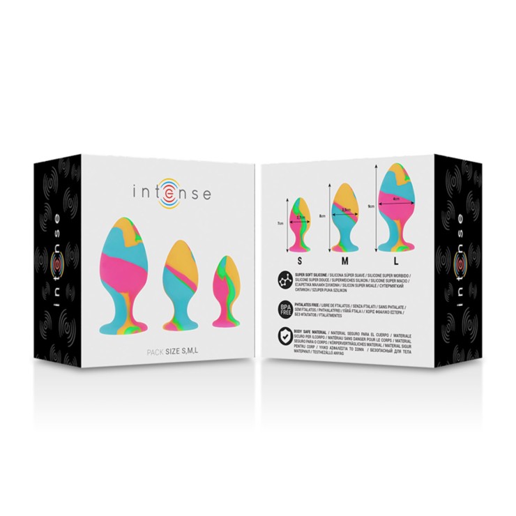 KIT 3 PLUG ANALI IN SILICONE COLORATI DIMENSIONI DIVERSE...