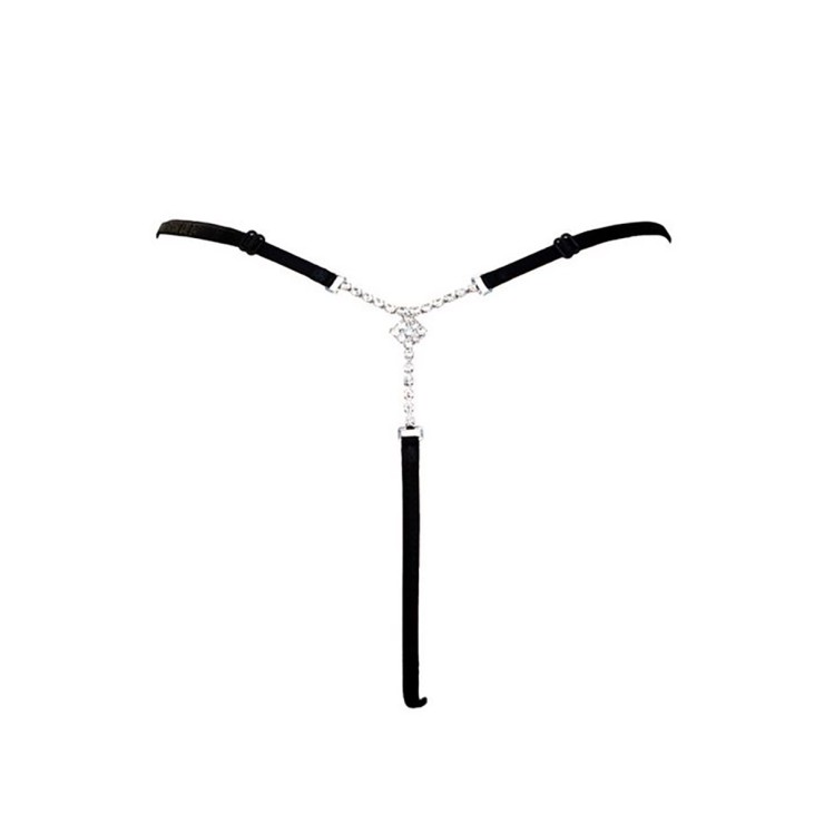 STRING NERO SEXY PER DONNA REGOLABILE CON GIOIELLO STRASS...