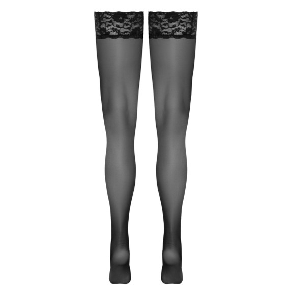 AUTOREGGENTE VELATA NERA SEXY PER DONNA CON BALZA IN PIZZO COTTELLI