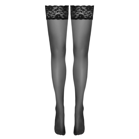 AUTOREGGENTE VELATA NERA SEXY PER DONNA CON BALZA IN PIZZO COTTELLI