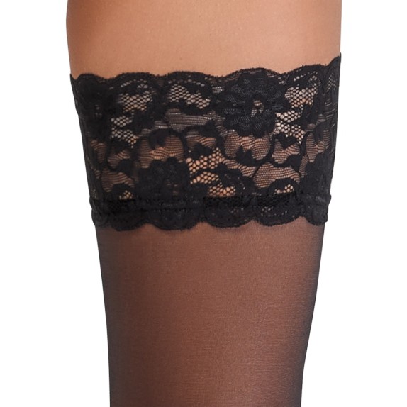 AUTOREGGENTE VELATA NERA SEXY PER DONNA CON BALZA IN PIZZO COTTELLI