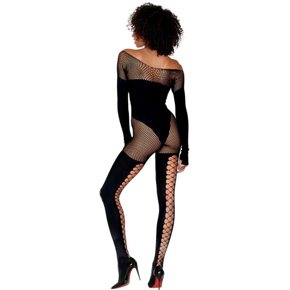BODYSTOCKING IN RETE SEXY PER DONNA CON MANICA LUNGA E TESSUTO COPRENTE