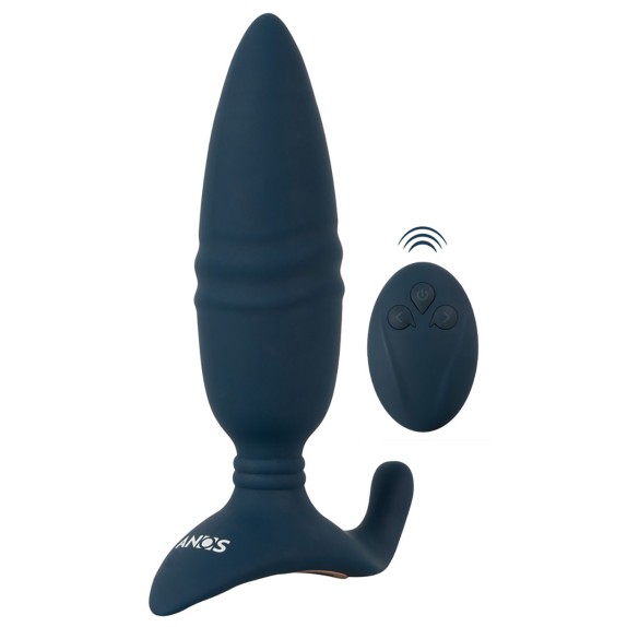 PLUG ANALE VIBRANTE CON MOVIMENTO SU E GIU' CON TELECOMANDO E STIMOLATORE PERINEO