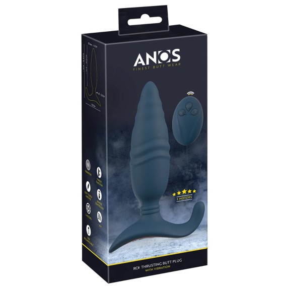 PLUG ANALE VIBRANTE CON MOVIMENTO SU E GIU' CON TELECOMANDO E STIMOLATORE PERINEO