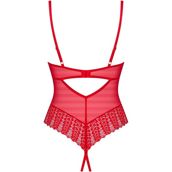BODY SEXY PER DONNA ROSSO RICAMATO CON COPPA E MUTANDINA APERTE INGRIDIA TEDDY