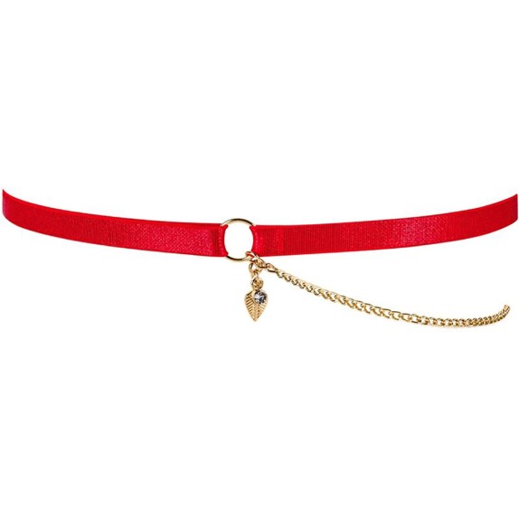 GIARRETTIERA SEXY PER DONNA IN ELEGANTE VELLUTO ROSSO CON CATENINA E GIOIELLO