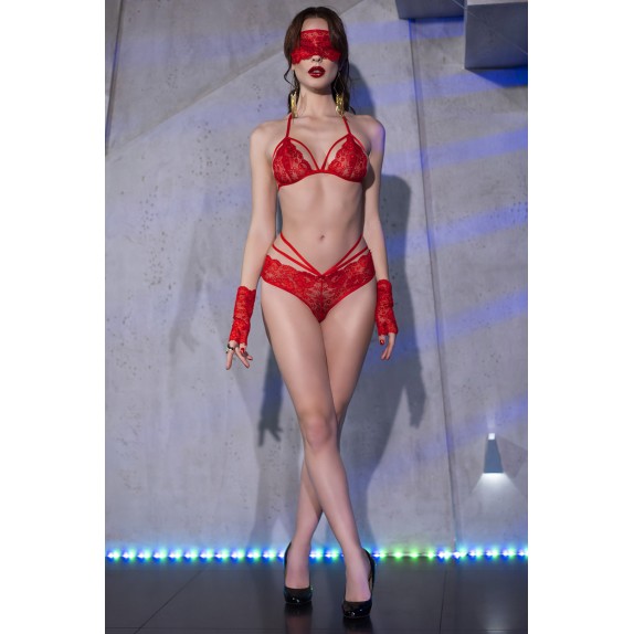 copy of COMPLETO INTIMO SEXY DONNA ROSSO IN PIZZO SET 4 PEZZI