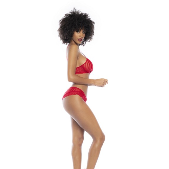 COMPLETO INTIMO SEXY DONNA ROSSO SET 2 PEZZI COPPA E MUTANDINA APERTA