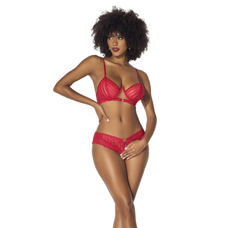 COMPLETO INTIMO SEXY DONNA ROSSO SET 2 PEZZI COPPA E...