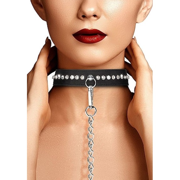 COLLARE SEXY STRASS E GUINZAGLIO DIAMOND STUDDED COLLAR