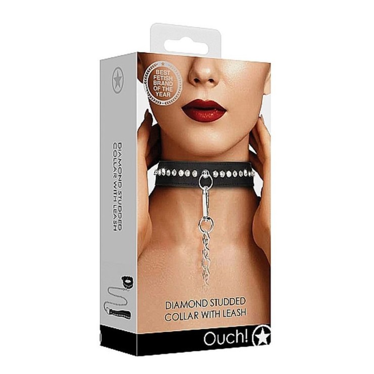 COLLARE SEXY STRASS E GUINZAGLIO DIAMOND STUDDED COLLAR