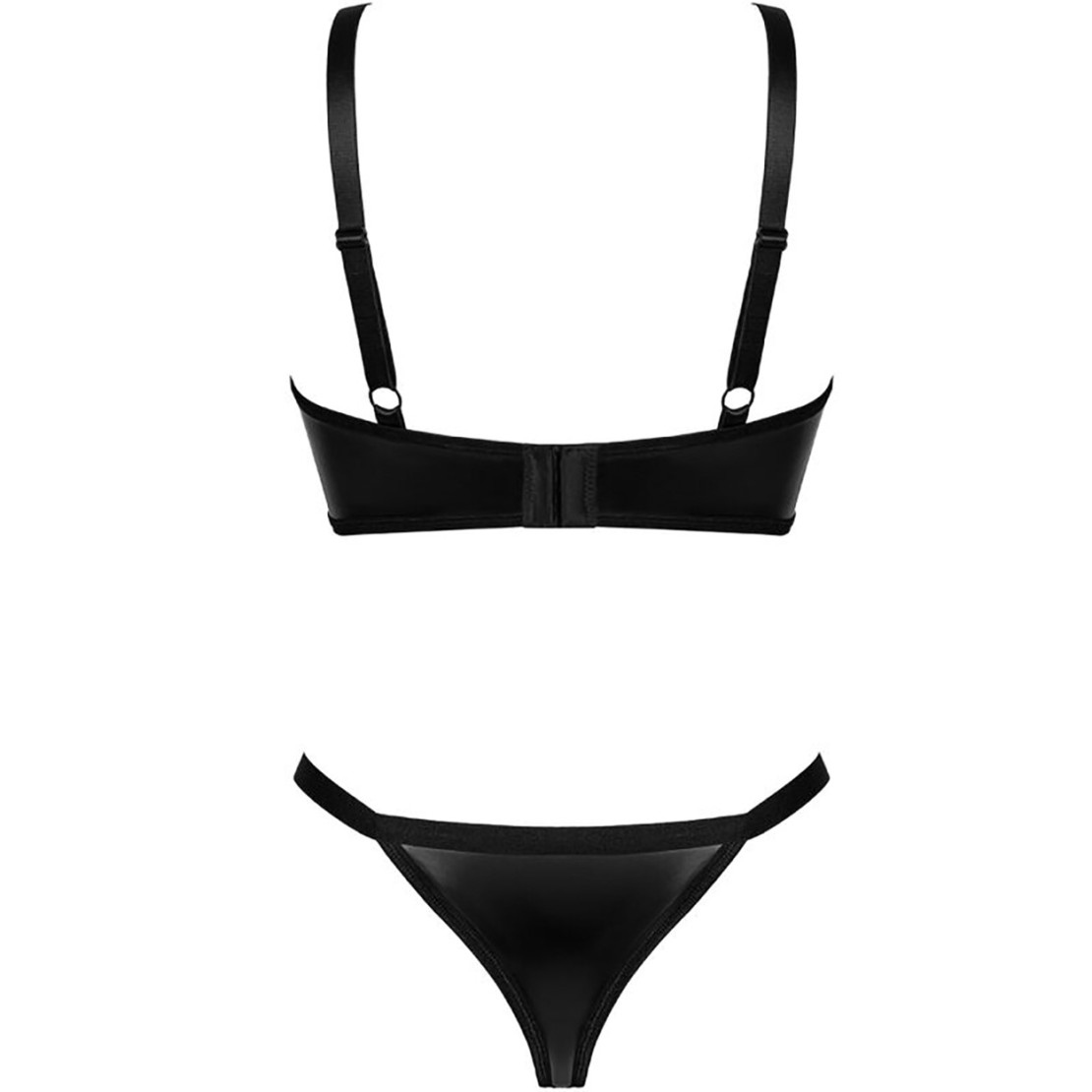 COMPLETO INTIMO SEXY NERO LUCIDO DONNA SET 2...