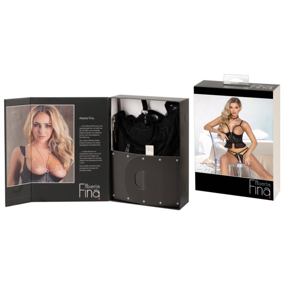 COMPLETO SEXY PER DONNA 2 PEZZI CON GIOIELLO E COLLARINO ABIERTA FINA