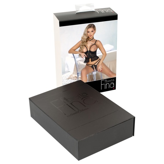 COMPLETO SEXY PER DONNA 2 PEZZI CON GIOIELLO E COLLARINO ABIERTA FINA