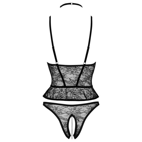 COMPLETO SEXY PER DONNA 2 PEZZI CON GIOIELLO E COLLARINO ABIERTA FINA