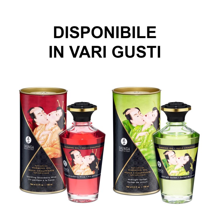 OLIO DA MASSAGGIO AFRODISIACO EFFETTO CALDO VARI GUSTI...