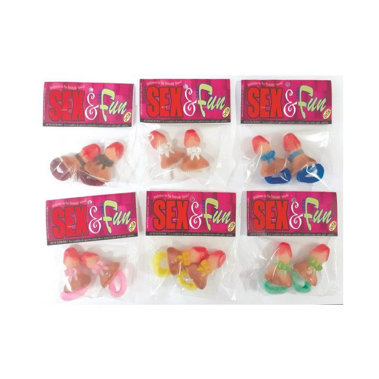 ELASTICI COLORATI SEXY PER CAPELLI CON PENE GADGET SCHERZOSO