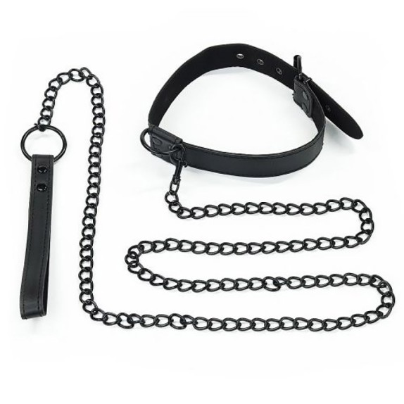COLLARE SEXY CON GUINZAGLIO IN ECOPELLE REGOLABILE BONDAGE FETISH