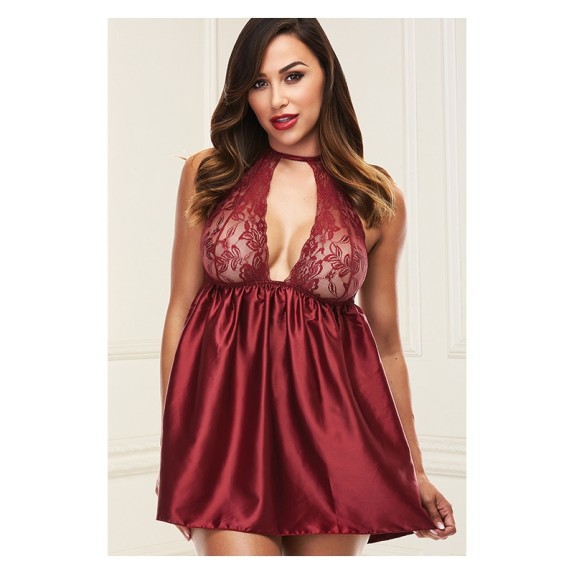 SEXY BABYDOLL MORBIDO PER DONNA IN SATIN E PIZZO