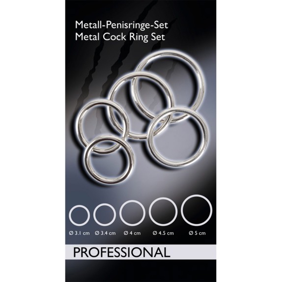 ANELLI COCK RING PER PENE IN METALLO SET 5 DIMENSIONI BAD KITTY