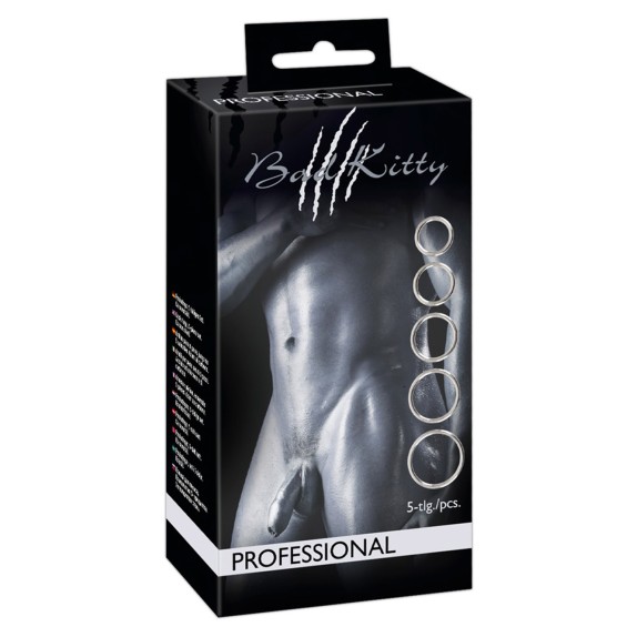 ANELLI COCK RING PER PENE IN METALLO SET 5 DIMENSIONI BAD KITTY