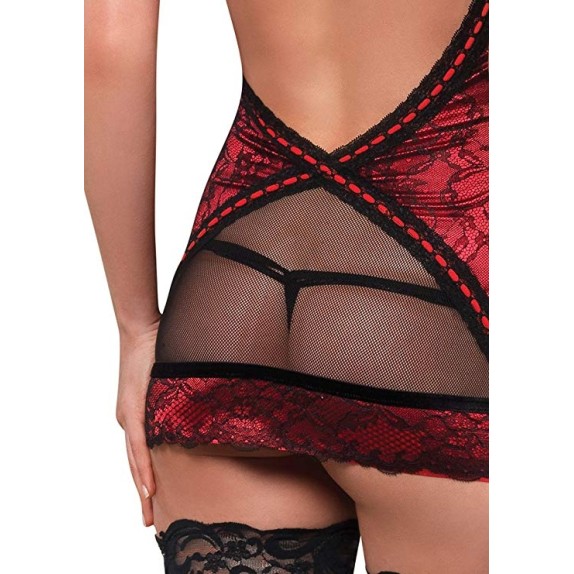 copy of SOTTOVESTE-CHEMISE SEXY PER DONNA IN RASO E PIZZO