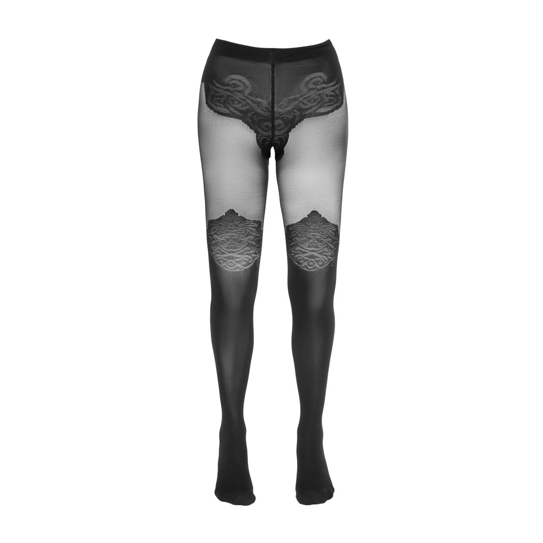COLLANT APERTI VELATI CON EFFETTO SLIP E CALZA...