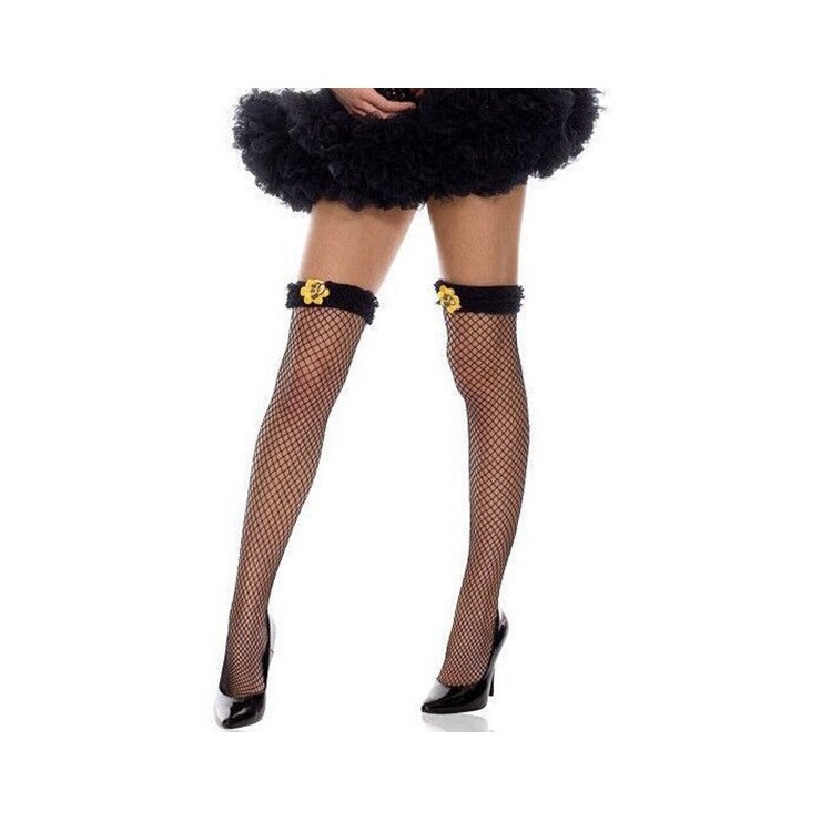 CALZE CON ELASTICO SEXY PER DONNA A RETE CON APPLICAZIONE... 2