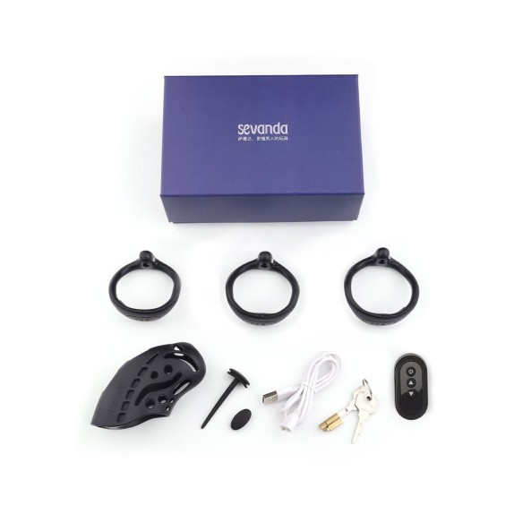 CINTURA DI CASTITA' PER UOMO E-STIM IN ABS CON ACCESSORI SEVANDA NAUTILUS