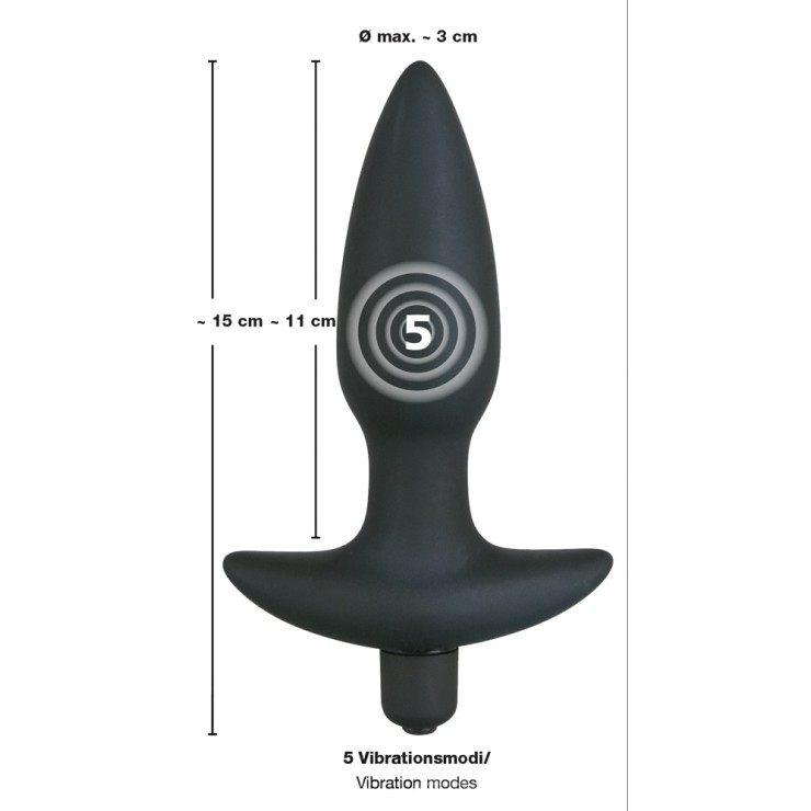 TAPPO ANALE VIBRANTE IN SILICONE MEDIUM A BATTERIE