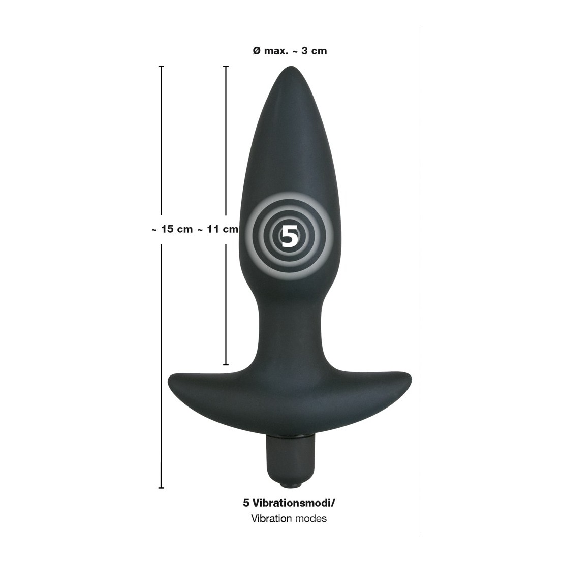 TAPPO ANALE VIBRANTE IN SILICONE MEDIUM A BATTERIE