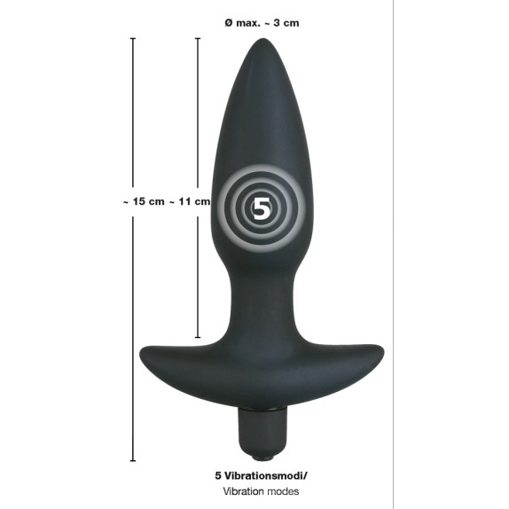 TAPPO ANALE VIBRANTE IN SILICONE MEDIUM A BATTERIE