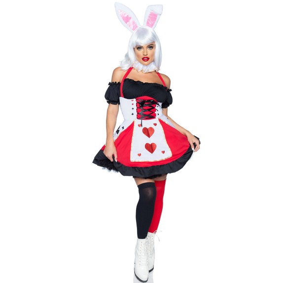 REGINA DI CARTE COSTUME TRAVESTIMENTO SEXY PER DONNA 2 PEZZI LEG AVENUE