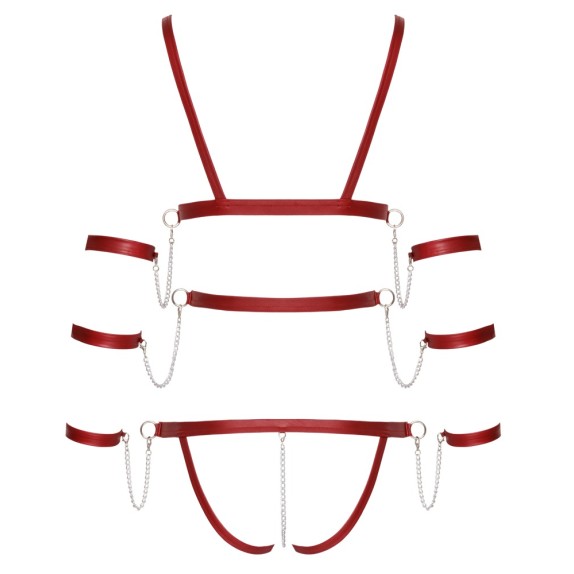 BODY HARNESS SEXY PER DONNA APERTO CON BOTTONI E CATENE STACCABILI BAD KITTY