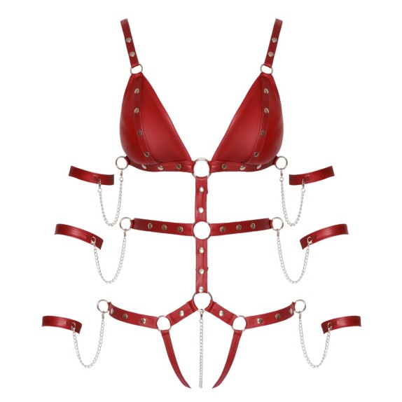BODY HARNESS SEXY PER DONNA APERTO CON BOTTONI E CATENE STACCABILI BAD KITTY