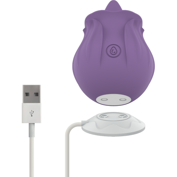 ROSA CON LINGUA VIBRANTE STIMOLATORE PER CLITORIDE RICARICABILE VIOLET