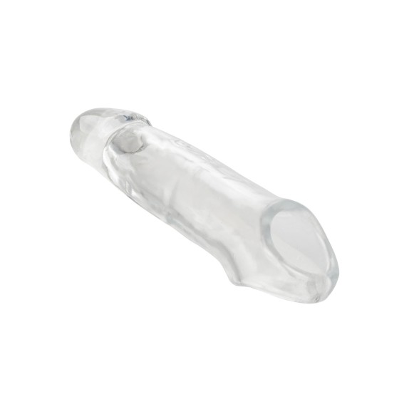 GUAINA PROLUNGA TRASPARENTE PER UOMO 18 CM CON ANELLO PER TESTICOLI PERFORMANCE MAXX
