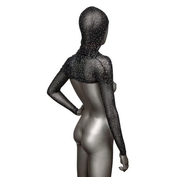 COPRISPALLE CON MANICA LUNGA E CAPPUCCIO IN RETE CON STRASS RADIANCE