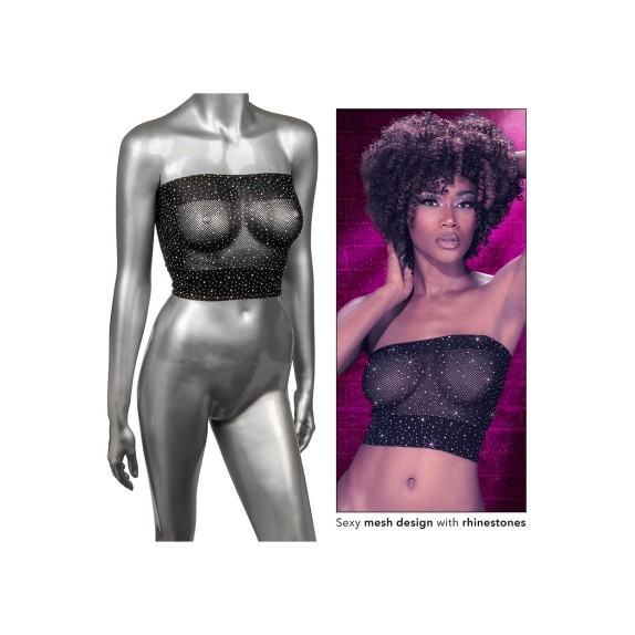 TOP A FASCIA IN RETE CON STRASS RADIANCE