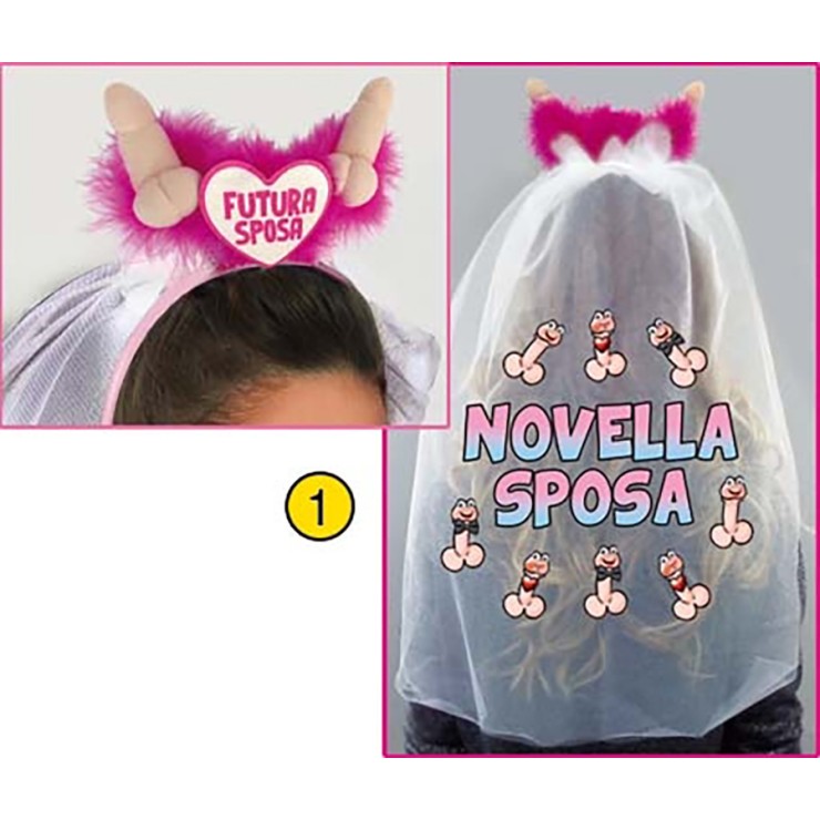CERCHIETTO SPOSA NOVELLA GADGET CON VELO E PENI