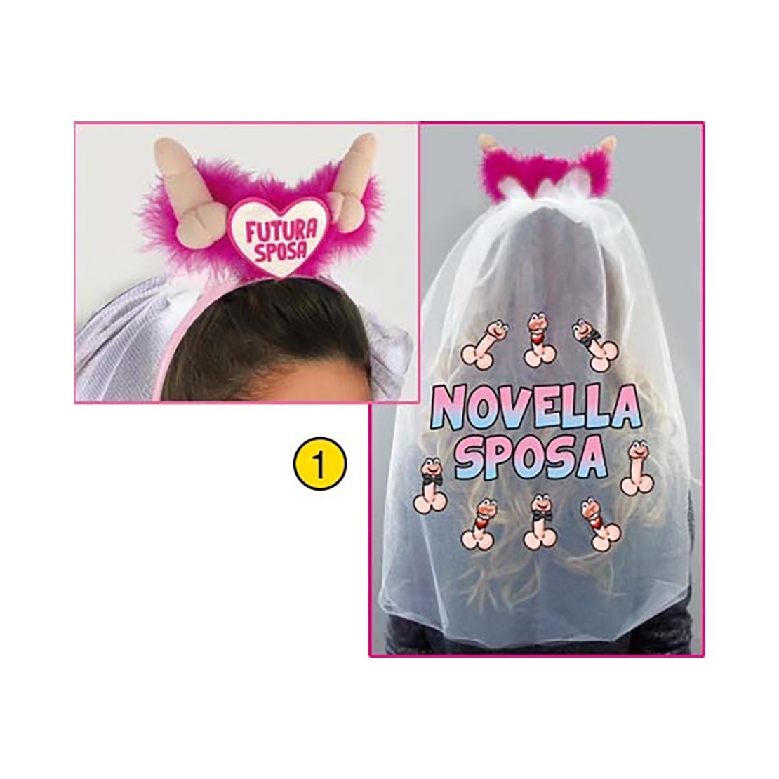 CERCHIETTO SPOSA NOVELLA GADGET CON VELO E PENI