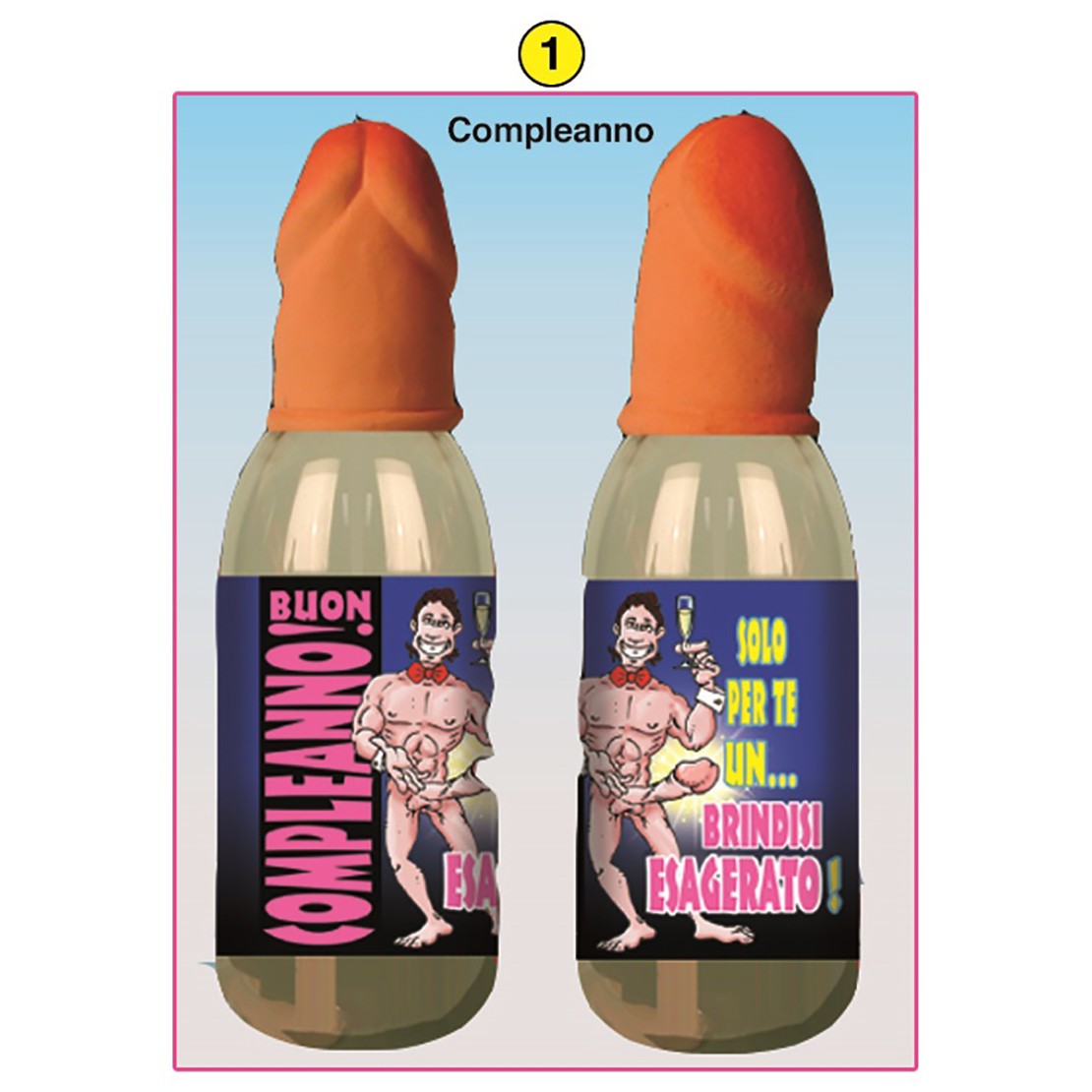 MINI BIBERON CON PENE BUON COMPLEANNO