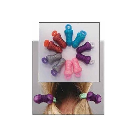 COPPIA ELASTICI GLITTERATI CON PENE ARTICOLO SCHERZOSO