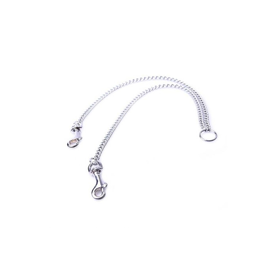 CATENA DOPPIA IN ACCIAIO CROMATO CON ANELLO...