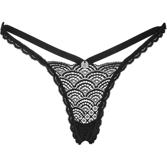 PERIZOMA SEXY PER DONNA IN PIZZO RICAMATO NERO CON GIOIELLO CHEMERIS